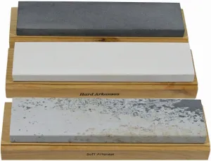 Arkansas Sharpening Stone Set - Wood Mounted 10"