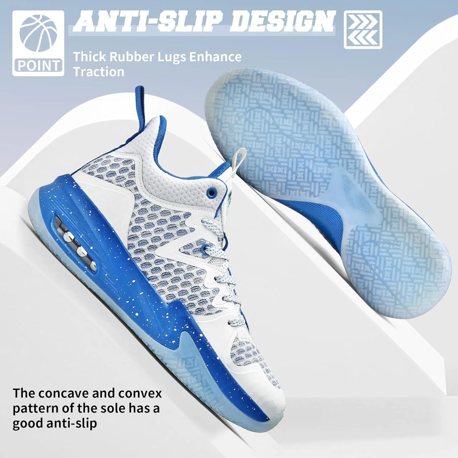 ASHION Men Basketball Shoes Arch Support Mens Sneakers Anti Slip Breathable Comfortable High Top Sports Running Walking Tennis Shoes