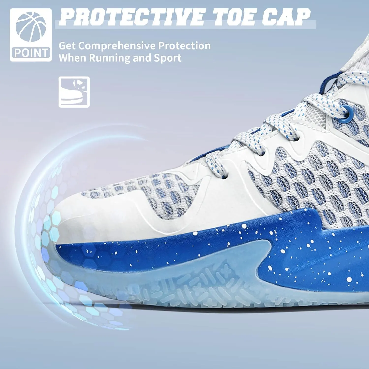 ASHION Men Basketball Shoes Arch Support Mens Sneakers Anti Slip Breathable Comfortable High Top Sports Running Walking Tennis Shoes