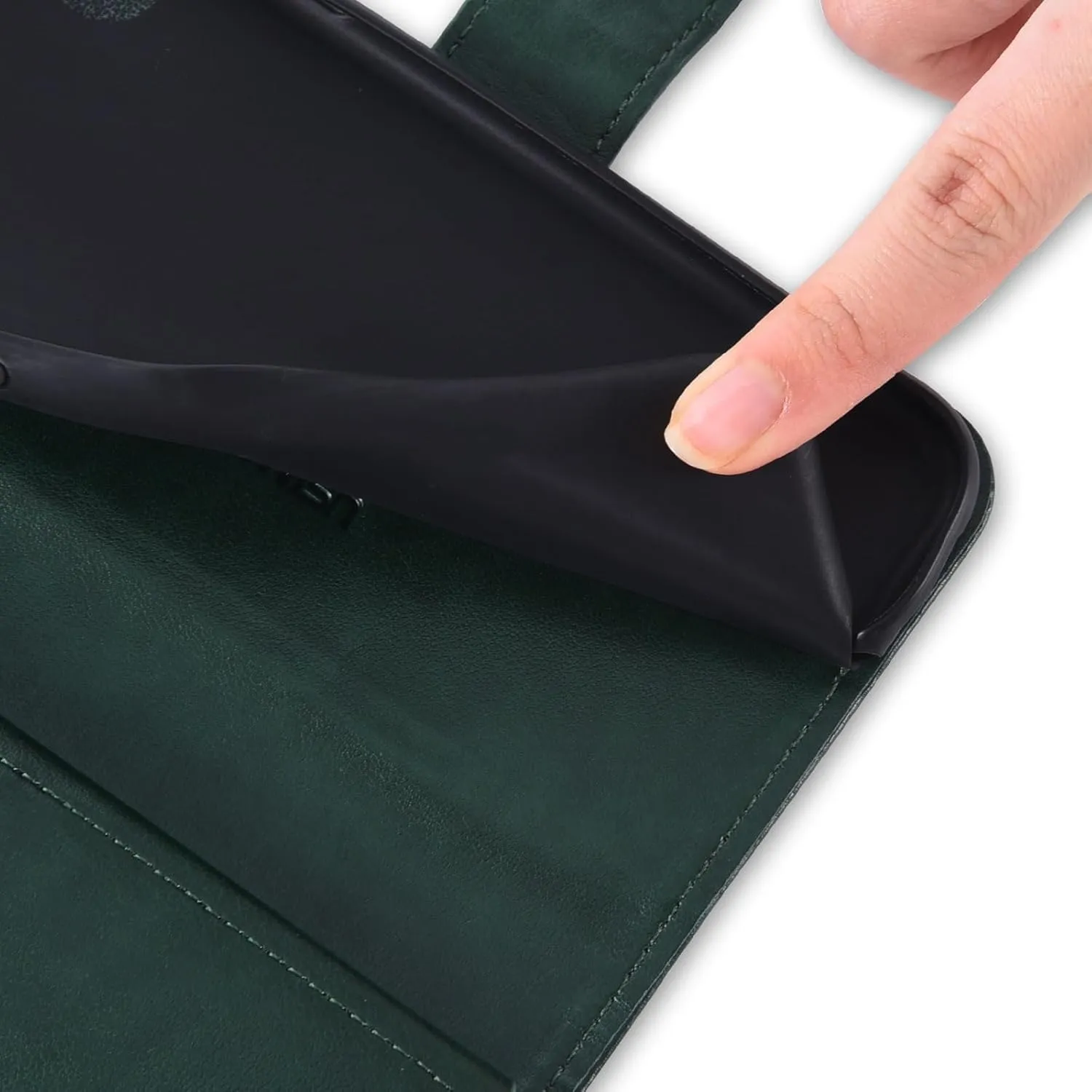 Asuwish Phone Case for Samsung Galaxy S21 FE 5G Wallet Cover with Tempered Glass Screen Protector and Flip Card Holder Cell Accessories S 21 EF S21FE5G UW S21FE 21S G5 6.4 inch Women Men Dark Green