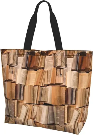 ASYG Books Tote Shoulder Bag Library Grocery Bags Storage Handle Shopping Bag Portable Cute Bag