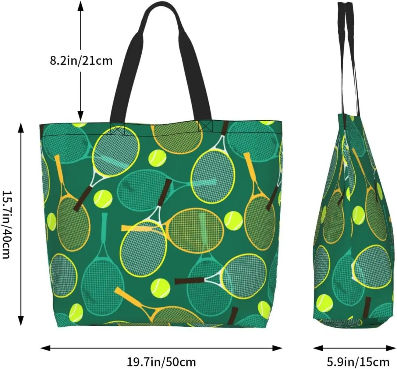 ASYG Tennis Tote Shoulder Bag Sport Grocery Bags Storage Handle Shopping Bag Tennis Portable Bag
