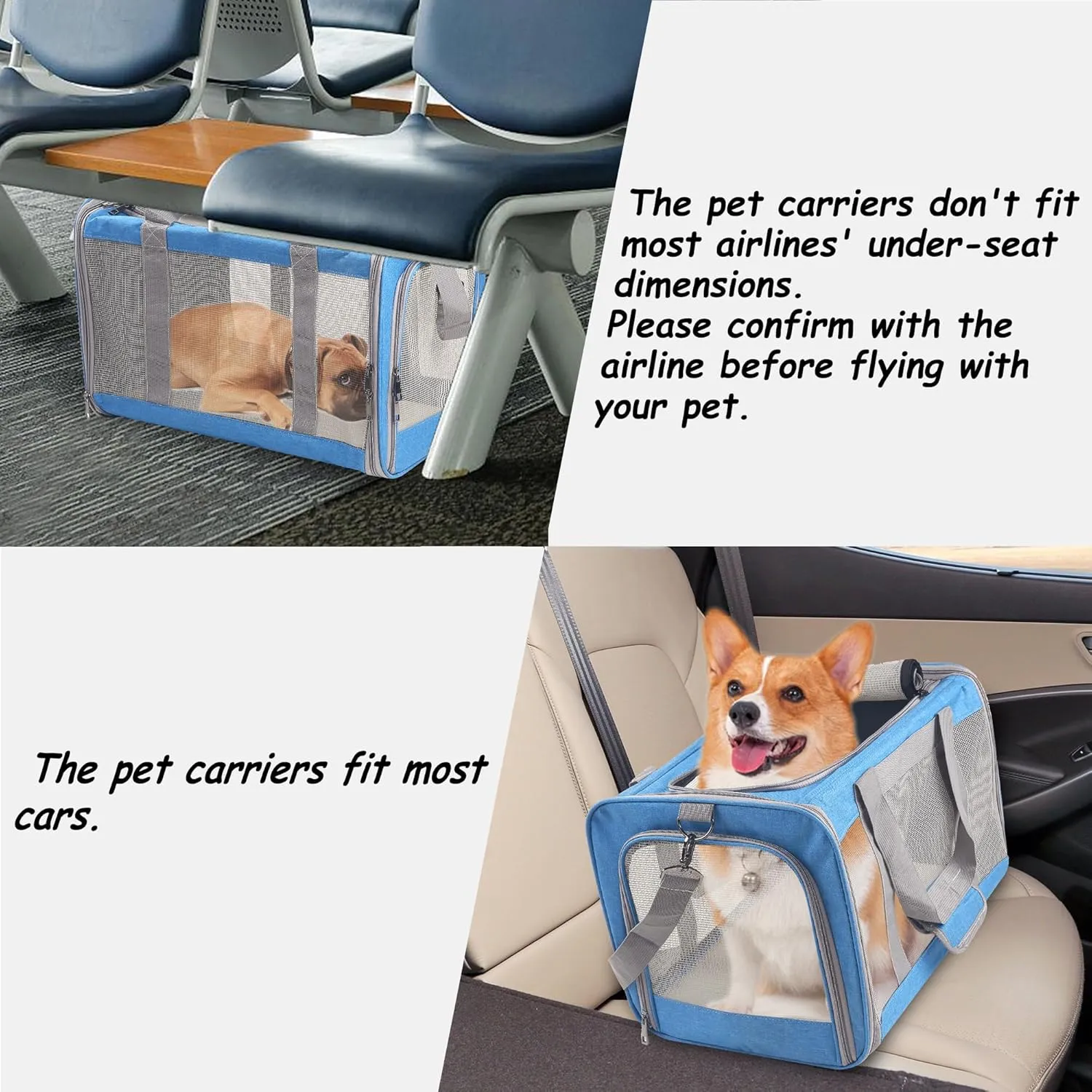 ATVobi Portable Cat Carrier for Small to Large Cats - Soft, Airline Approved, Blue