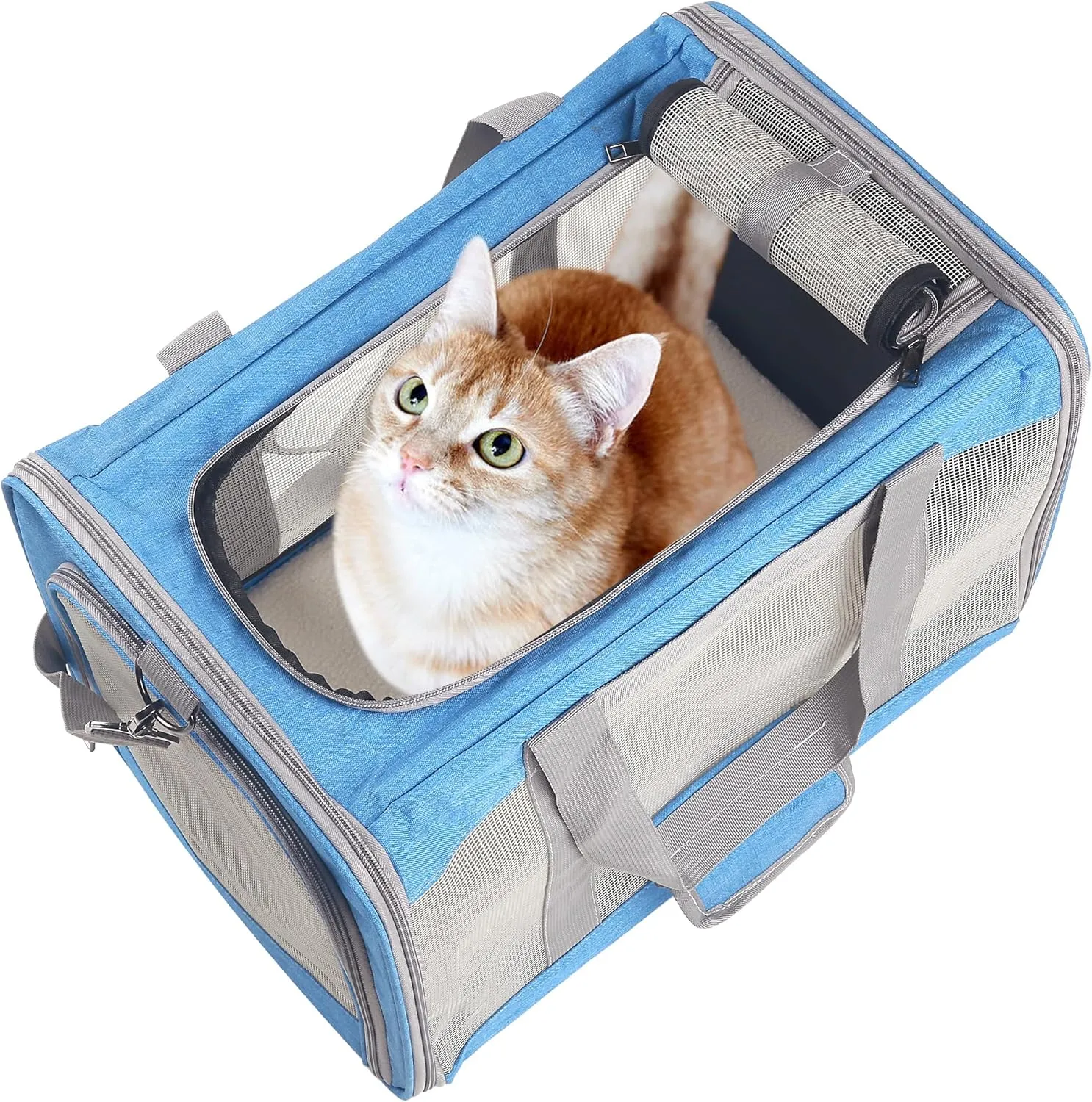 ATVobi Portable Cat Carrier for Small to Large Cats - Soft, Airline Approved, Blue