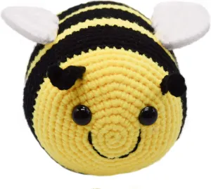 BABOLI Handmade Emotional Support Bee Stuffed Animal Crochet Fuzzy Bumblebee with Smile Face and White Wings Knit Soft Yarn Plush Bee Toy Pretty Sweet Gifts for Kids or Stuff Collection 6 Inch