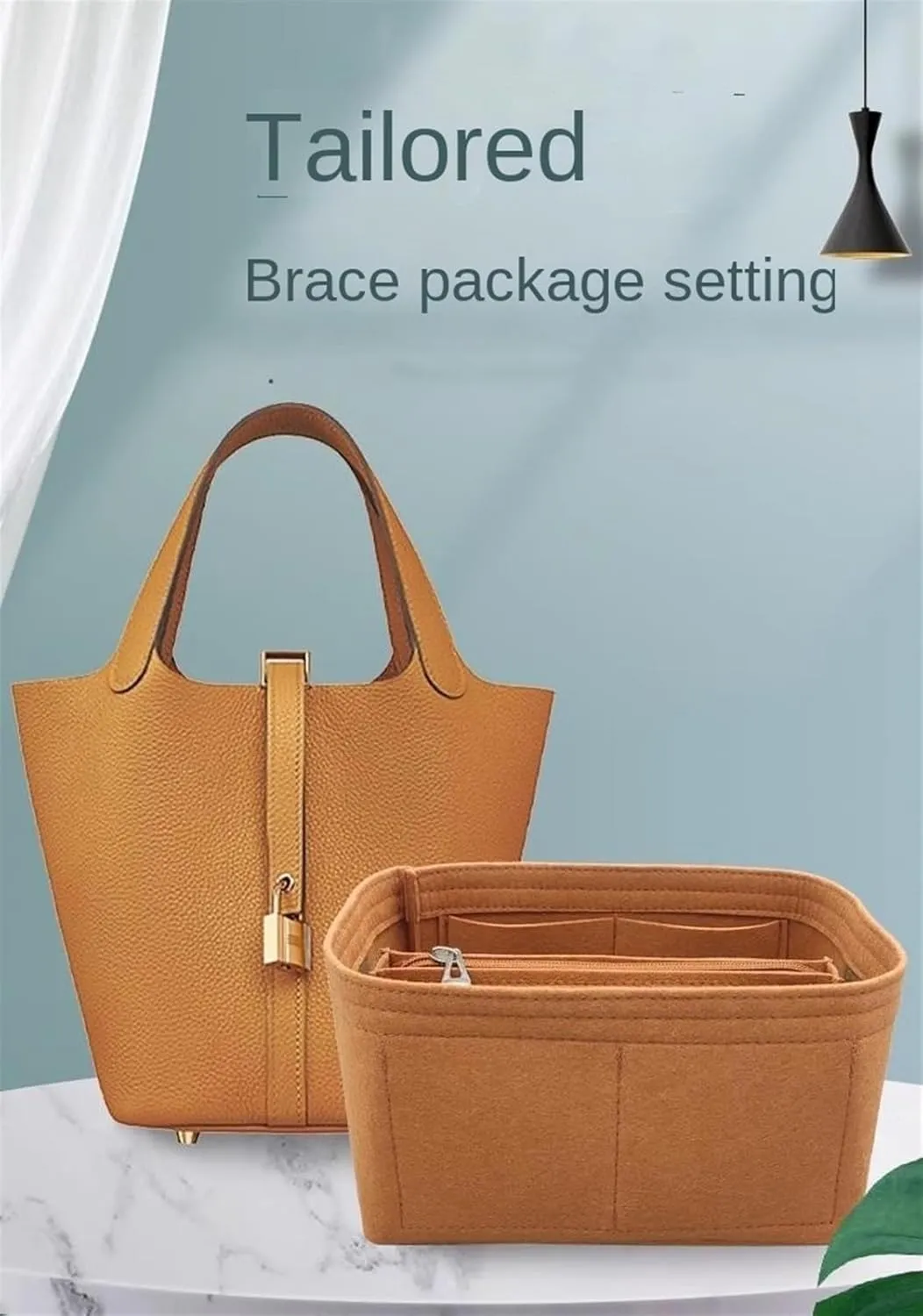 Bag Organizer Liner Storage Bag Bag Storage Insert Portable Makeup Bag for Hermes Picotin18/22/26(Black B,Picotin 22)