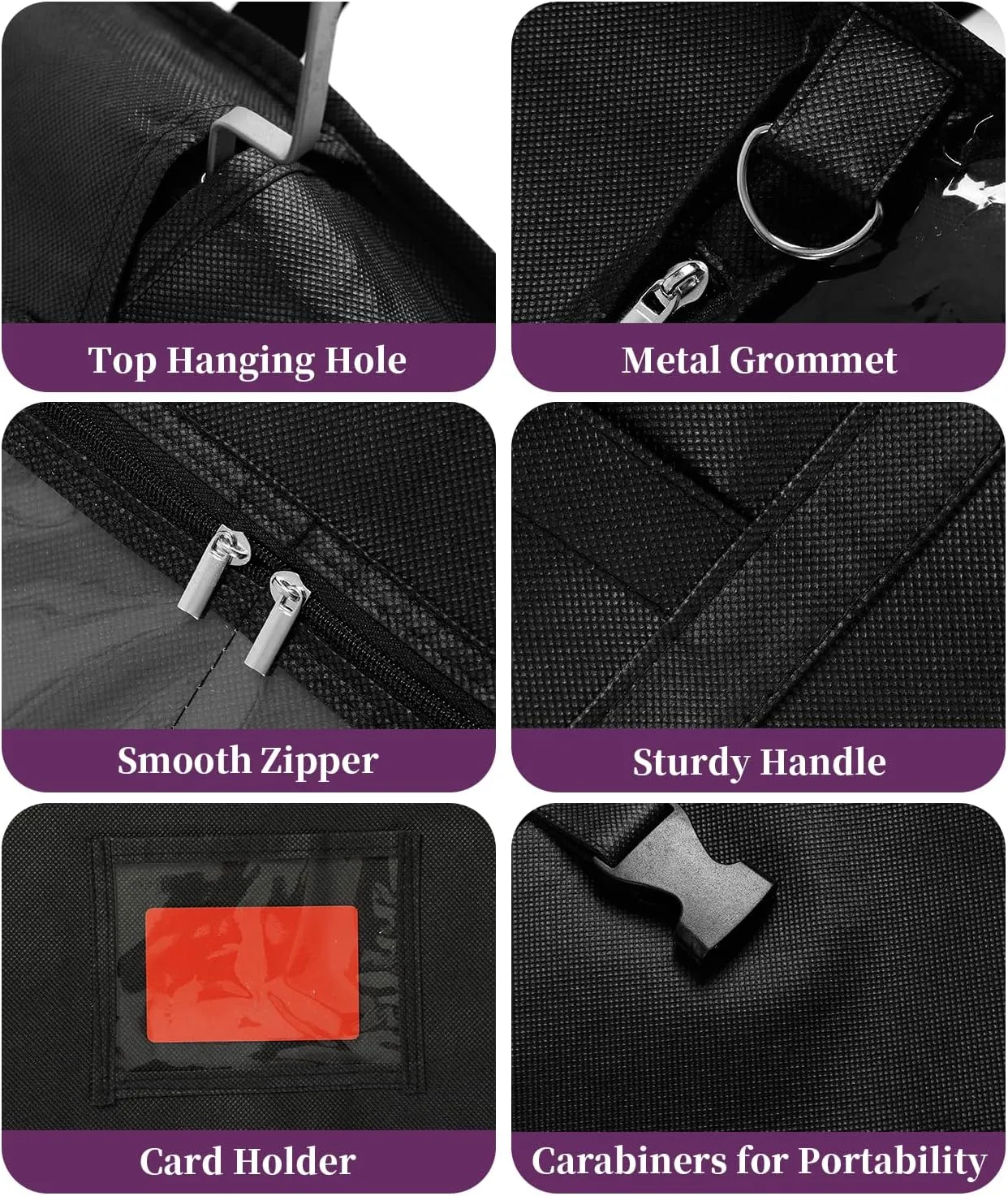 BAG WIZARD 65" Dress Garment Bags for Hanging Clothes, Foldable Hanging Dress Cover for Closet Storage and Traveling with Pockets for Gowns, Dresses, Suits, Uniforms, 1 Pack