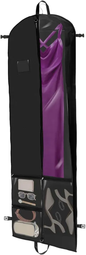 BAG WIZARD 65" Dress Garment Bags for Hanging Clothes, Foldable Hanging Dress Cover for Closet Storage and Traveling with Pockets for Gowns, Dresses, Suits, Uniforms, 1 Pack