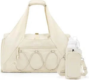 BAGSMART Gym Bag for Women, Lightweight Duffel with Shoe Compartment, Weekender with Wet Pocket, Workout Yoga Tote, Cream