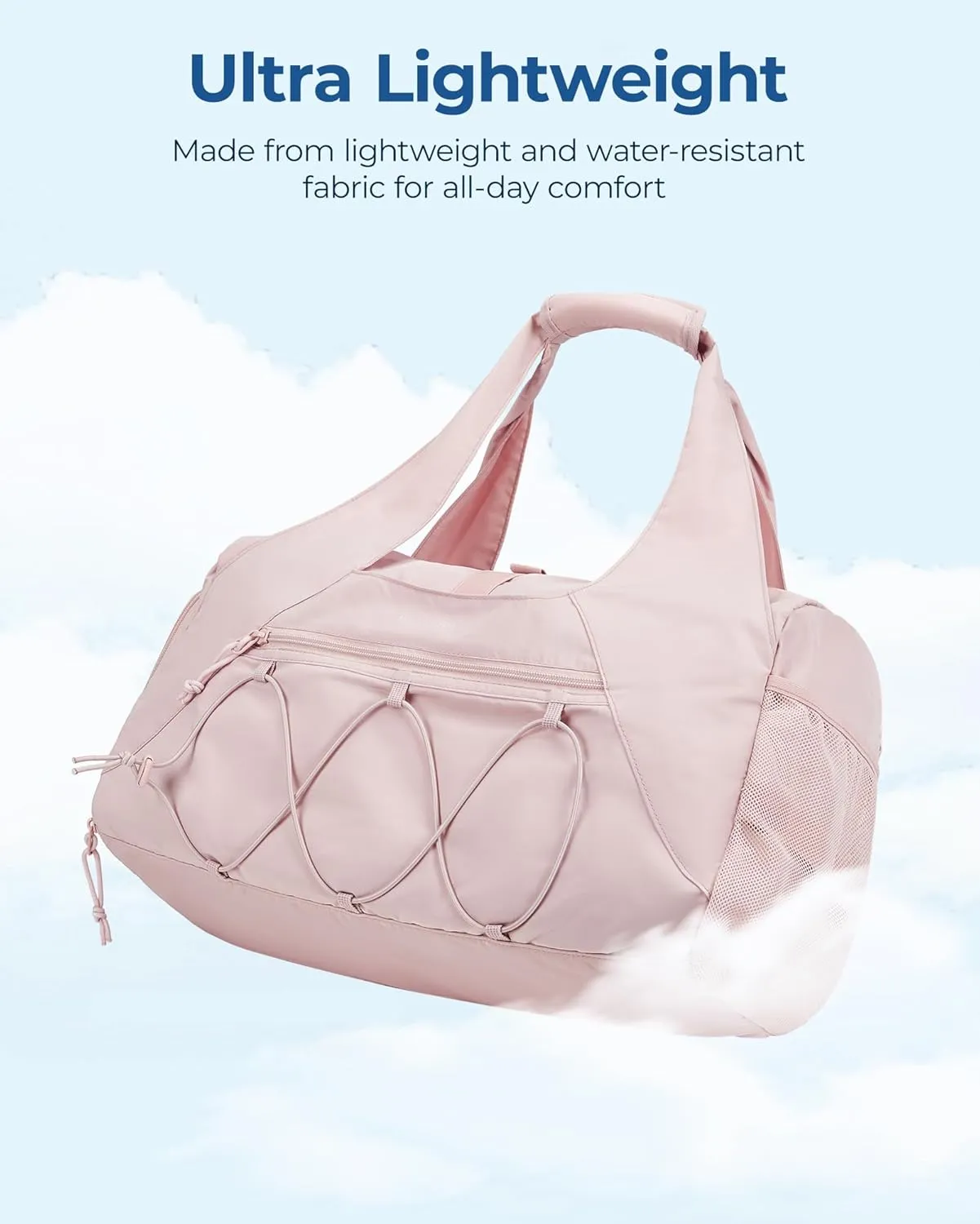 BAGSMART Gym Bag for Women, Lightweight Duffel with Shoe Compartment, Weekender with Wet Pocket, Workout Yoga Tote, Pink