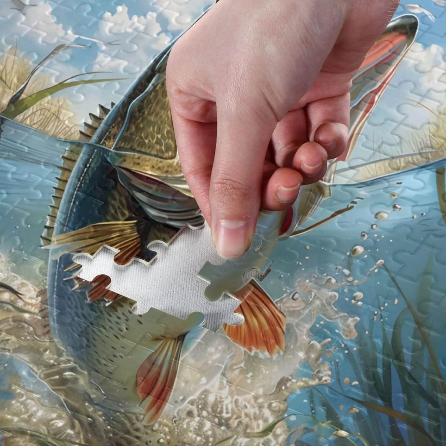 Bass Fish Jigsaw Puzzle 500 Piece Jigsaw Puzzle for Adults, Challenging Puzzle Perfect for Game Nights, Finished Puzzle Size is 29.5x19.7 in