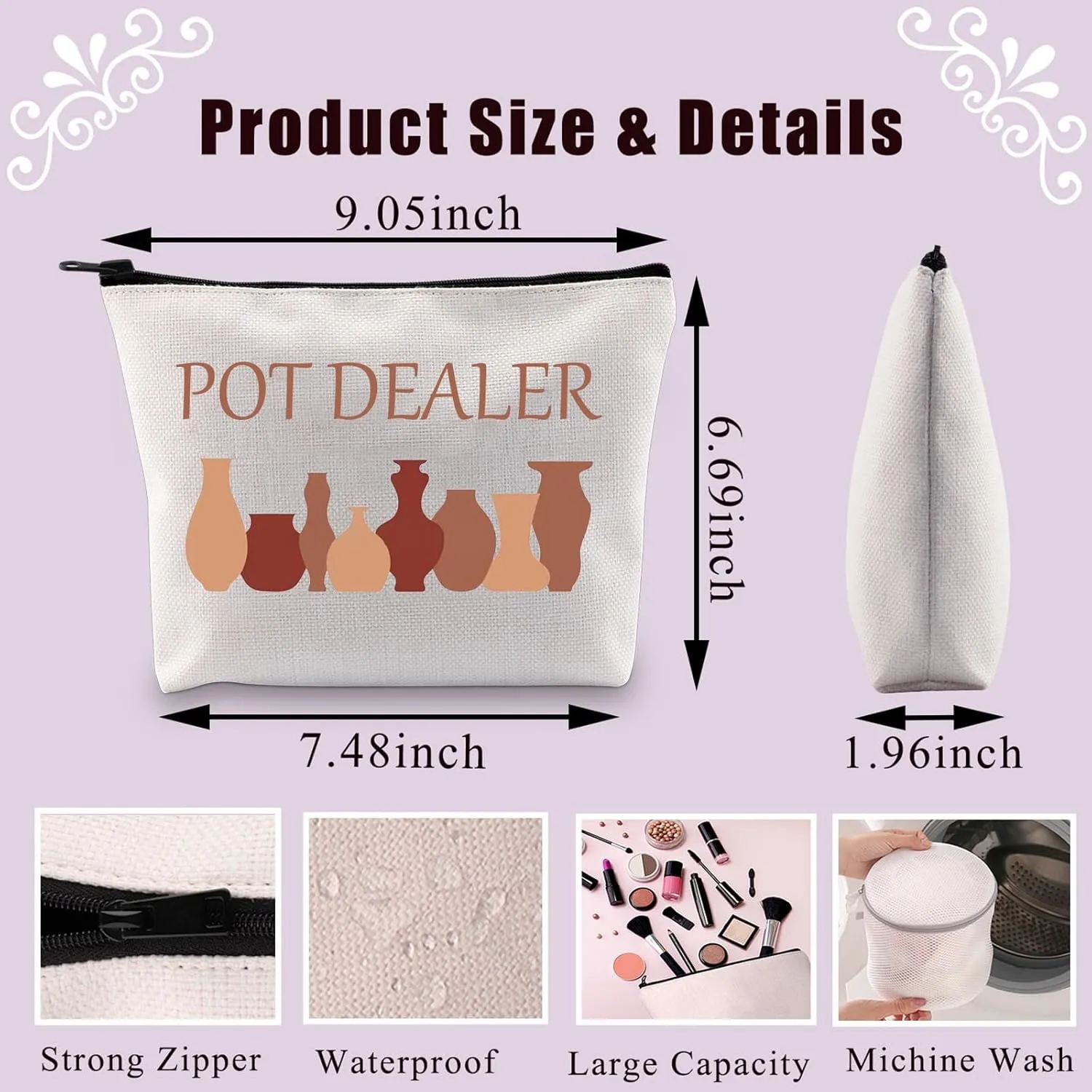 BDPWSS Pottery Artist Gift Pot Dealer Makeup Bag Ceramic Artist Gift Pottery Lover Gift Pottery Student Graduation Zipper Bag (Pot Dealer)