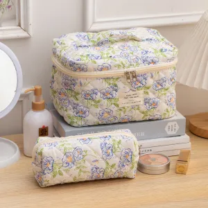 Beautiful Floral Storage Carrying Quilted Cotton Cosmetic Bags