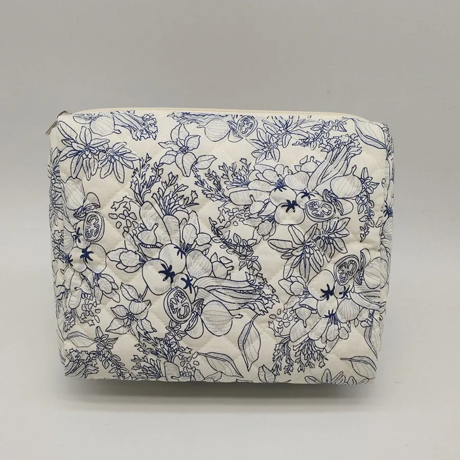 Beautiful Floral Storage Carrying Quilted Cotton Cosmetic Bags