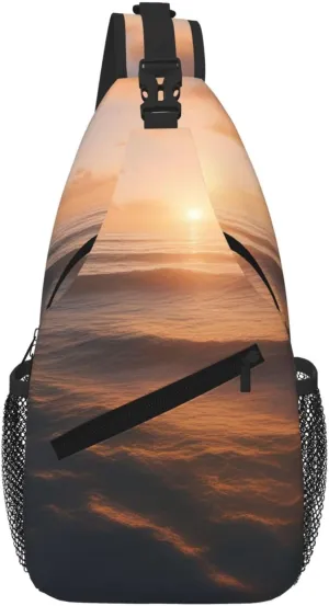 Beautiful Sunrise Ocean 1 Fashion Print Crossbody Chest Bag - Adjustable Strap For Hiking And Working