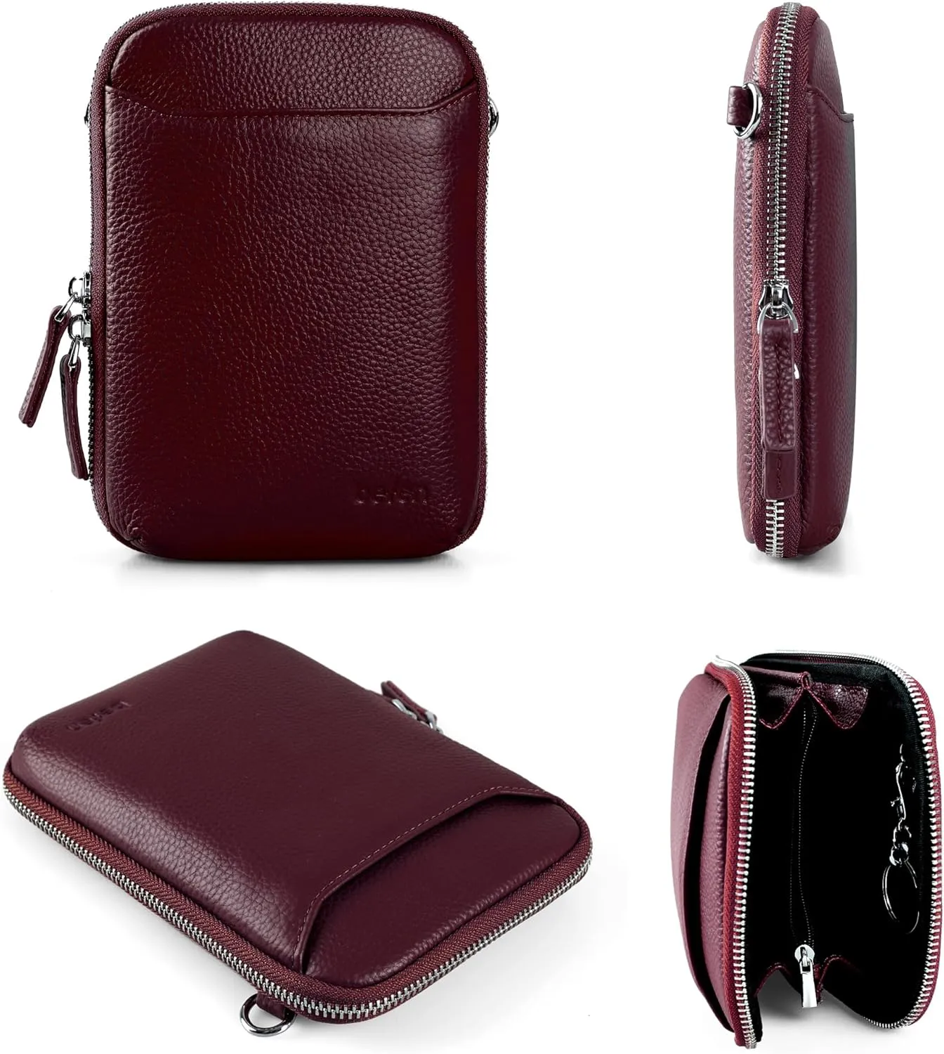 befen Genuine Leather Crossbody Cell Phone Purse for Women, Small Zip Around RFID Blocking Crossbody Wallet Bags