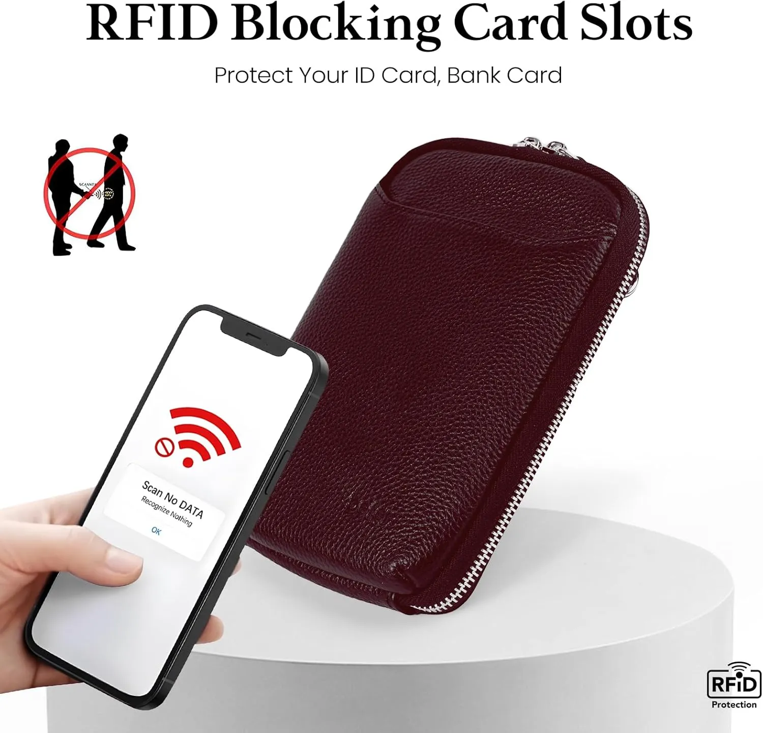befen Genuine Leather Crossbody Cell Phone Purse for Women, Small Zip Around RFID Blocking Crossbody Wallet Bags