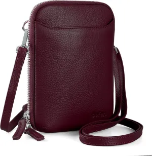befen Genuine Leather Crossbody Cell Phone Purse for Women, Small Zip Around RFID Blocking Crossbody Wallet Bags