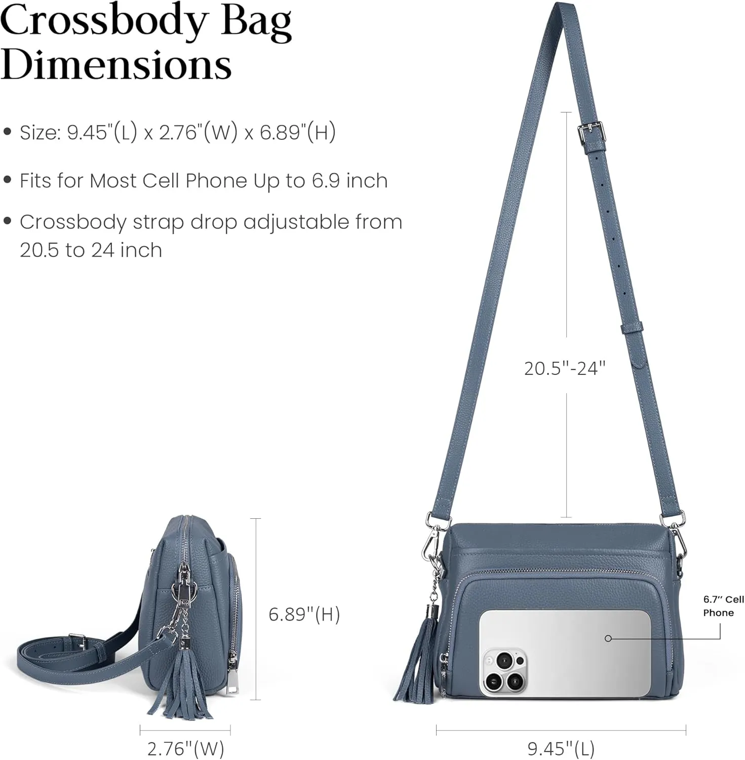 befen Genuine Leather Crossbody Purses for Women Lightweight Small Crossbody Bags Purse with Built in RFID Blocking Wallet