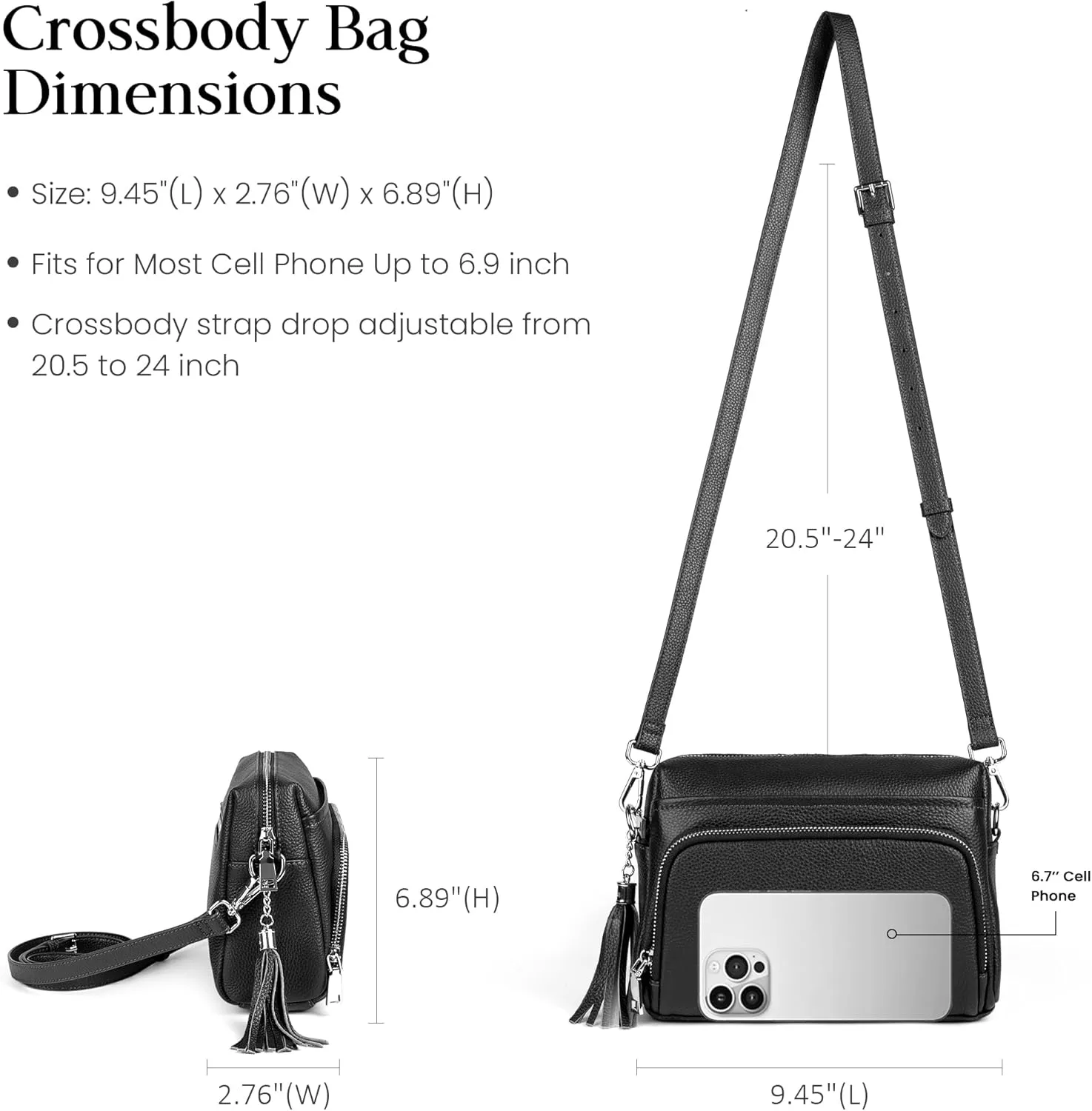 befen Genuine Leather Crossbody Purses for Women Lightweight Small Crossbody Bags Purse with Built in RFID Blocking Wallet