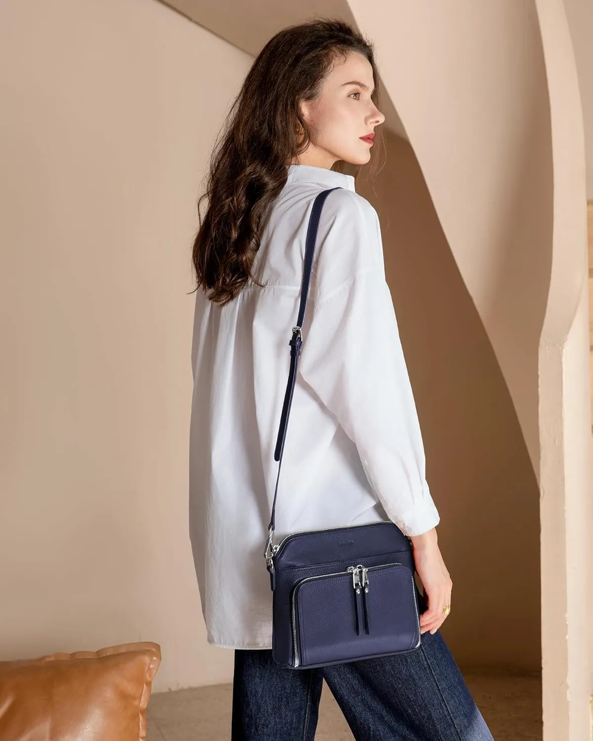 befen Genuine Leather Crossbody Purses for Women, Women's Small Crossbody Shoulder Bag with Built in RFID Wallet