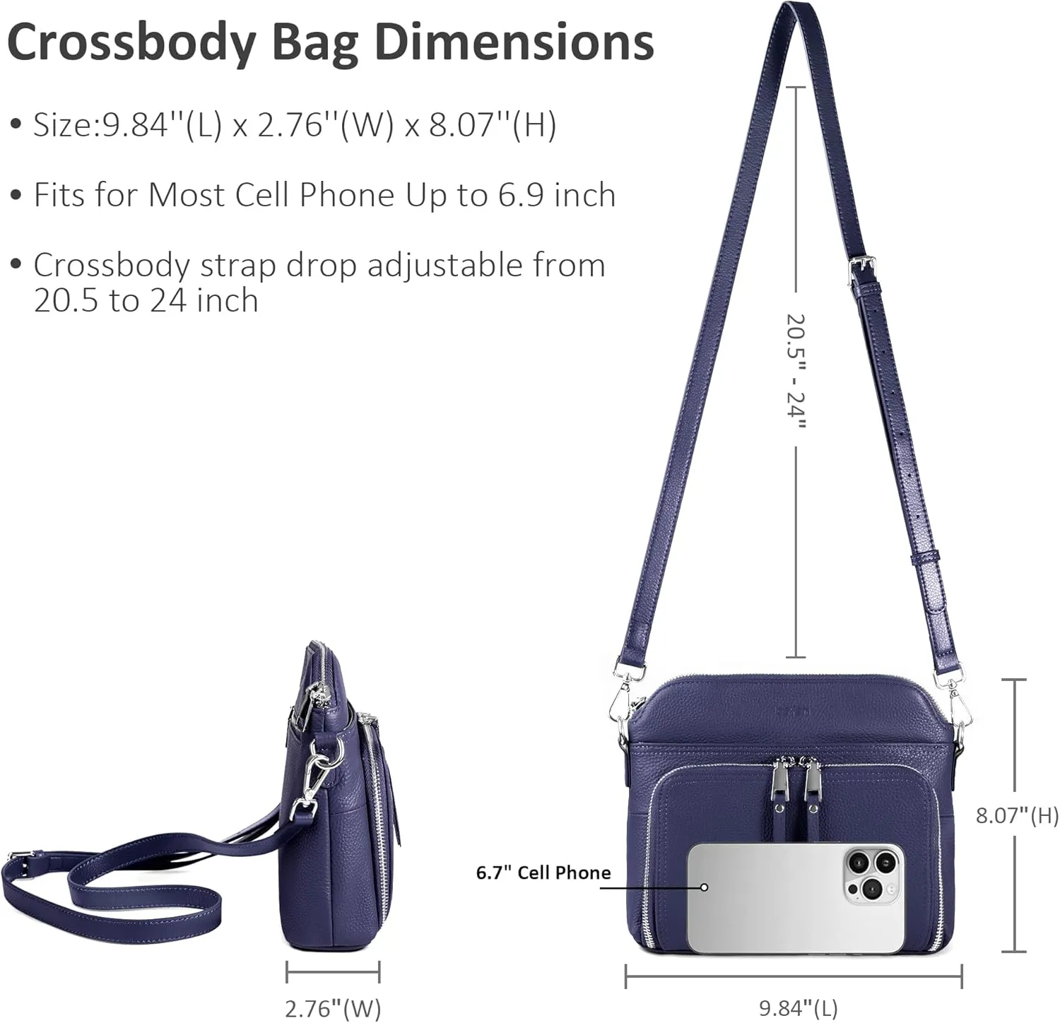 befen Genuine Leather Crossbody Purses for Women, Women's Small Crossbody Shoulder Bag with Built in RFID Wallet