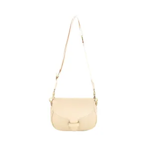 Beige Pleather Saddle Bag