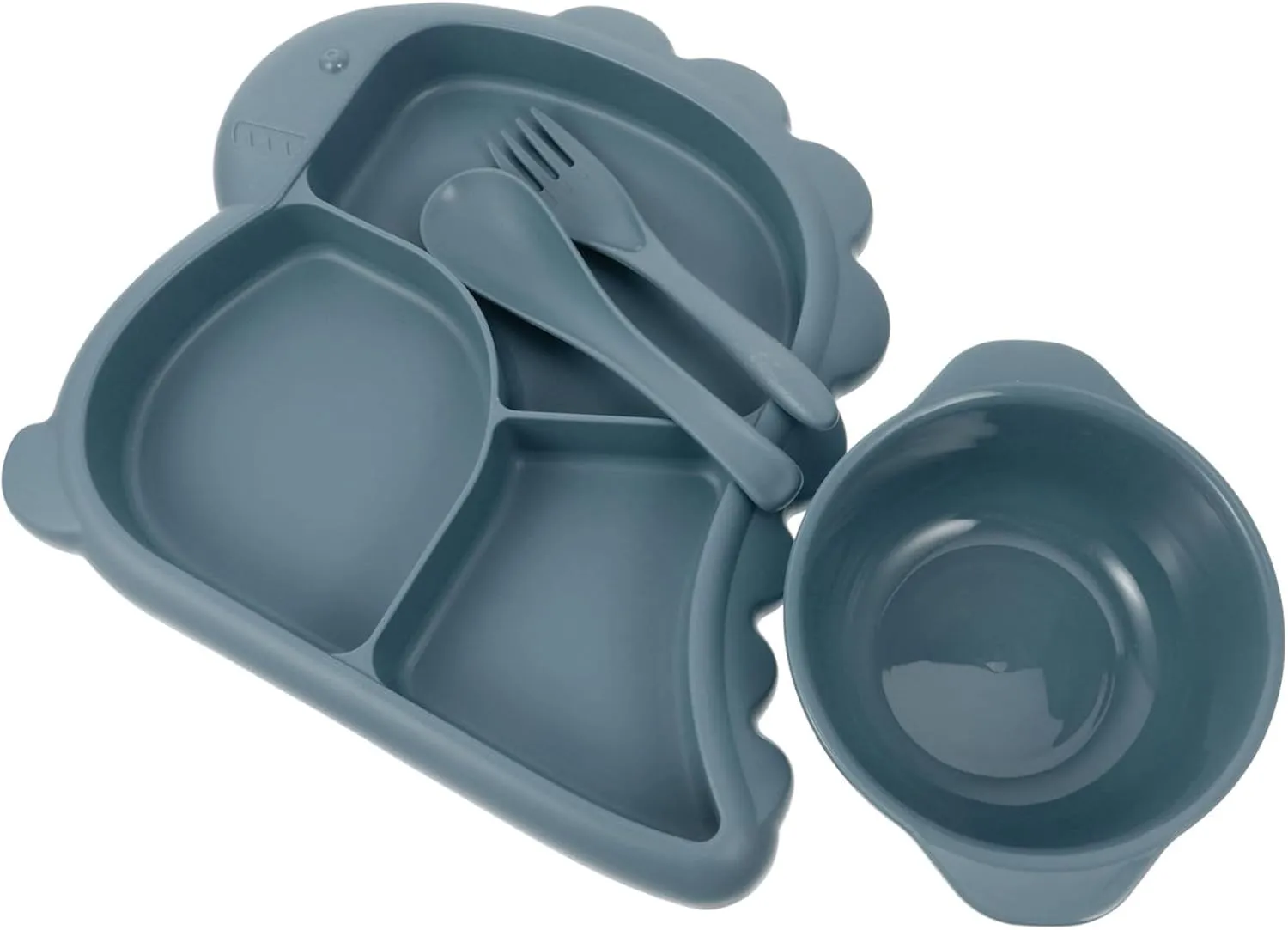 BESPORTBLE 1 Set Dinosaur Plate and Bowl Divided Tableware with Fork Spoon Cute Design for Odor Food Storage present