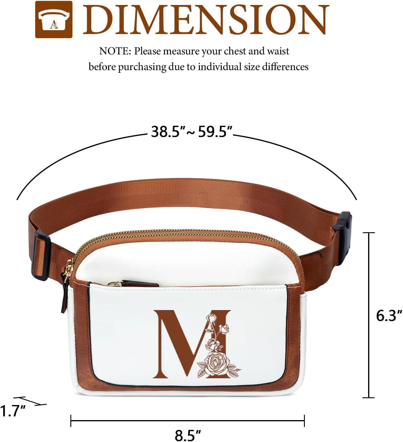 Birthday Gifts for Women, Initial Fanny Pack Belt Bag Small Crossbody Bags, Personalized Gift for Mom Her Grandma,M