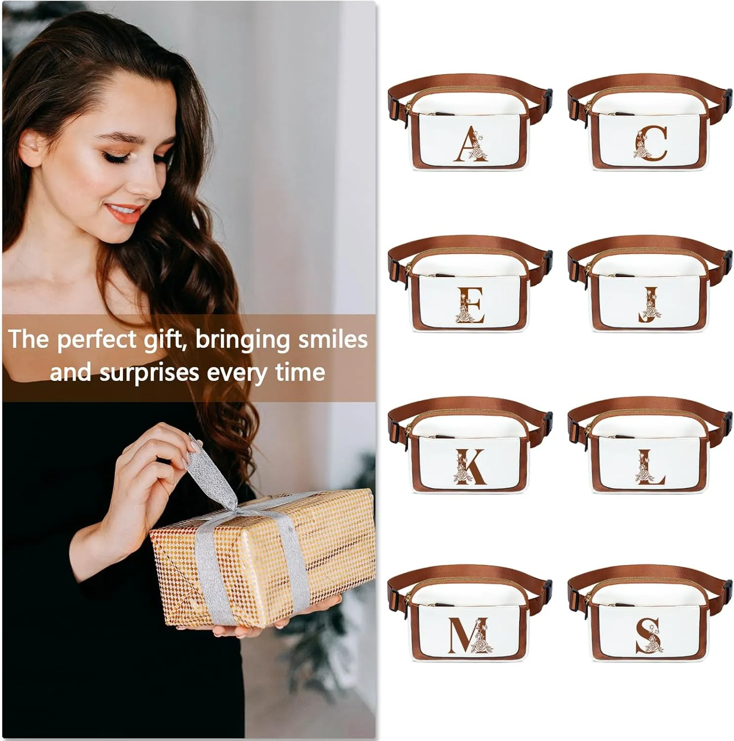 Birthday Gifts for Women, Initial Fanny Pack Belt Bag Small Crossbody Bags, Personalized Gift for Mom Her Grandma,M
