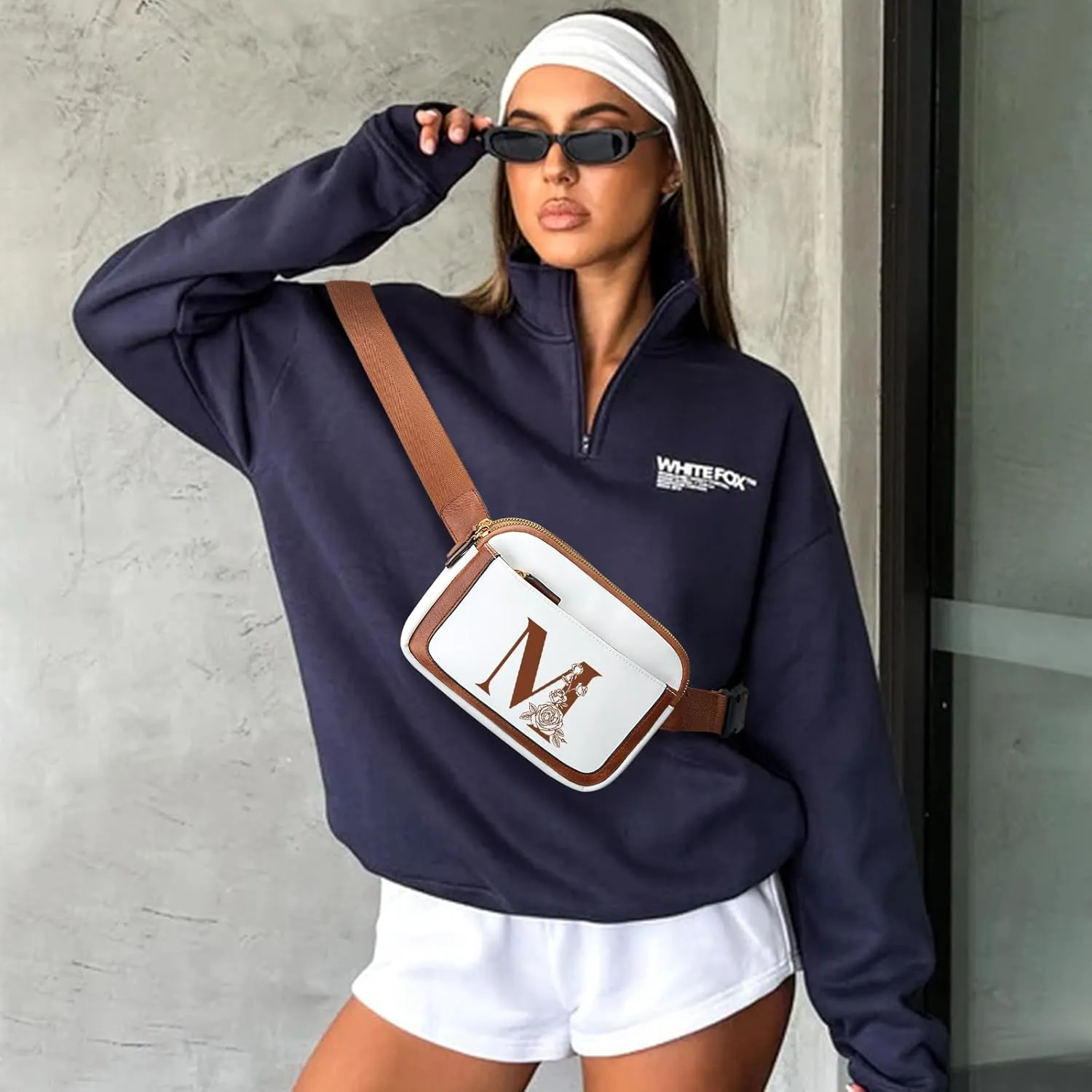 Birthday Gifts for Women, Initial Fanny Pack Belt Bag Small Crossbody Bags, Personalized Gift for Mom Her Grandma,M