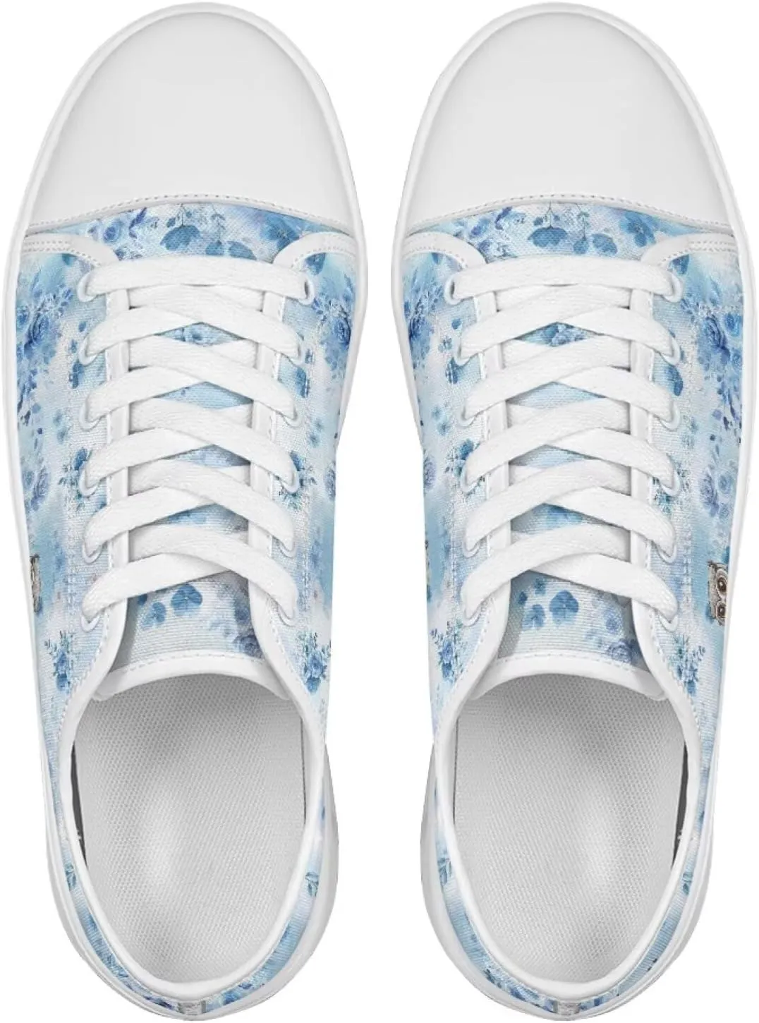 Blue Rose Women's Fashion Canvas Sneakers Tennis Shoes Low Top Walking Shoes with Thick White Sole US 5.5-13.5