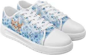 Blue Rose Women's Fashion Canvas Sneakers Tennis Shoes Low Top Walking Shoes with Thick White Sole US 5.5-13.5