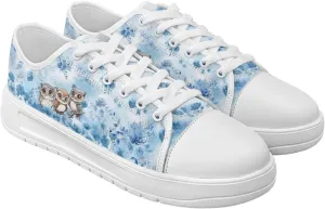 Blue Rose Women's Fashion Canvas Sneakers Tennis Shoes Low Top Walking Shoes with Thick White Sole US 5.5-13.5