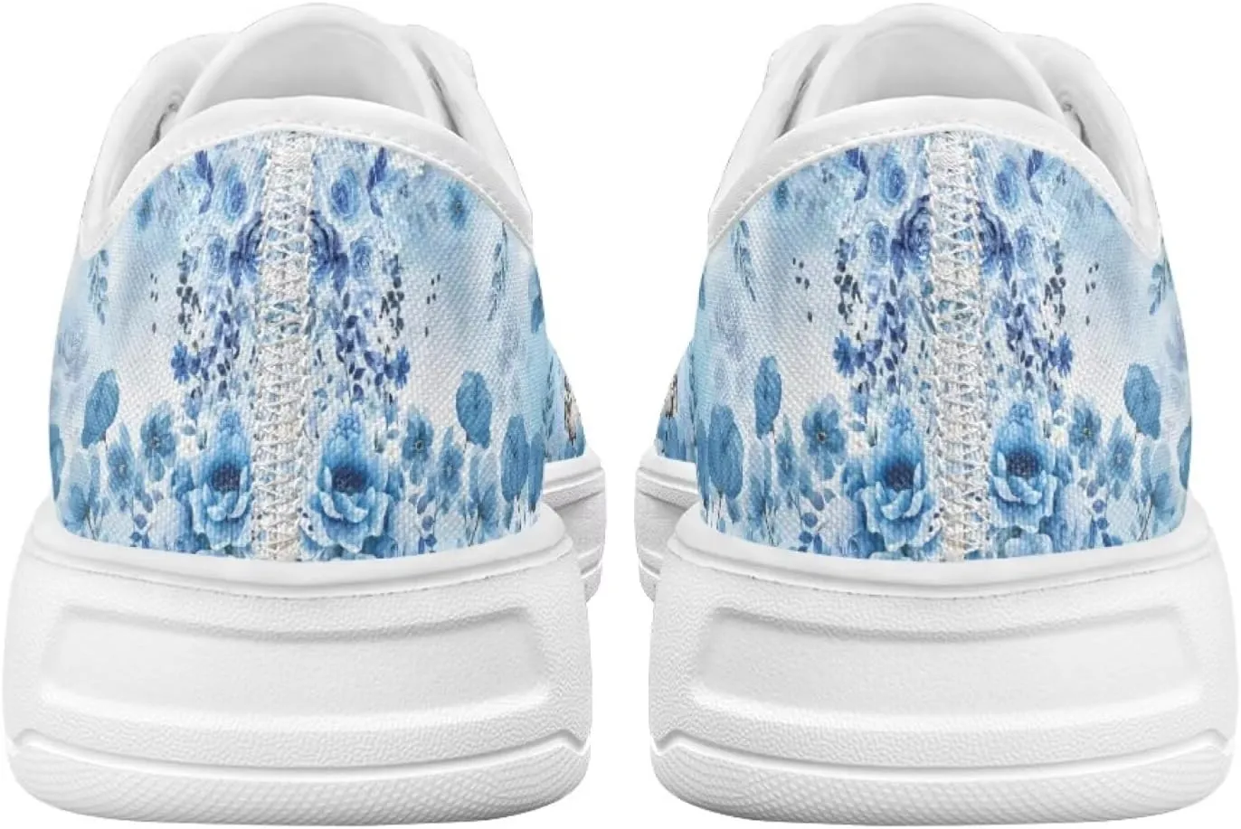 Blue Rose Women's Fashion Canvas Sneakers Tennis Shoes Low Top Walking Shoes with Thick White Sole US 5.5-13.5