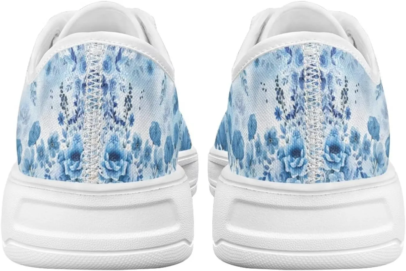 Blue Rose Women's Fashion Canvas Sneakers Tennis Shoes Low Top Walking Shoes with Thick White Sole US 5.5-13.5