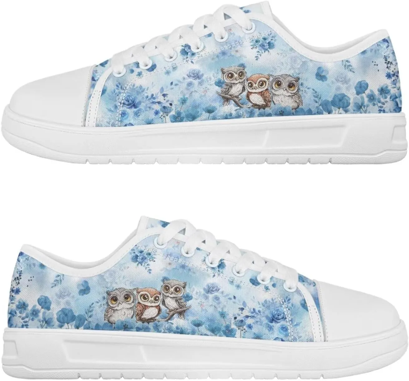 Blue Rose Women's Fashion Canvas Sneakers Tennis Shoes Low Top Walking Shoes with Thick White Sole US 5.5-13.5