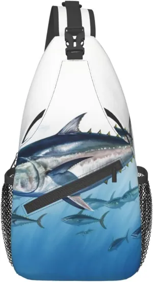 Bluefin Tuna Thunnus Sling Bag Crossbody Shoulder Backpack Casual Chest Bag Sport Travel Hiking Daypack For Women Men