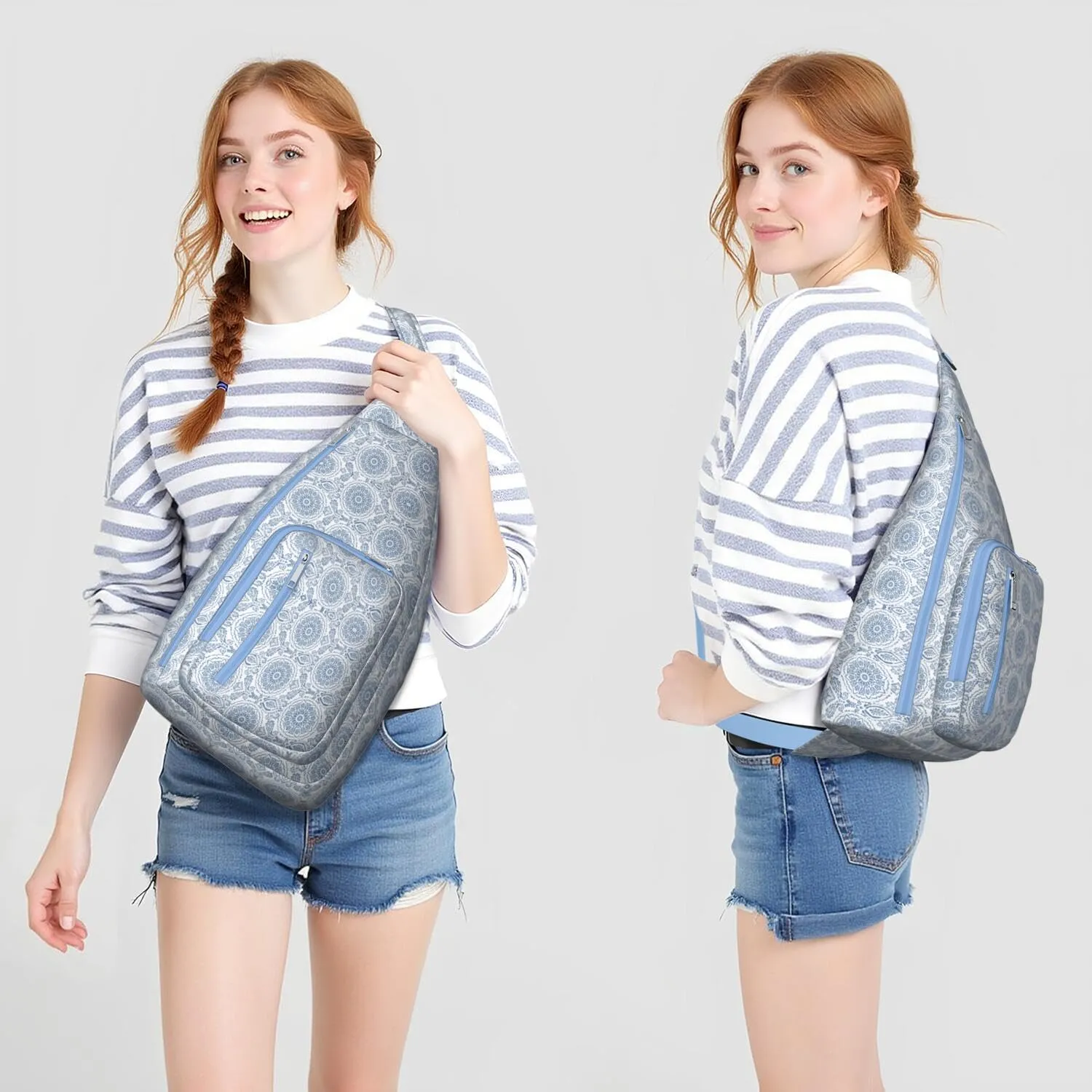 Bohemian Crossbody Bag Daypack for Women Men Lightweight Vintage Tribal Waterproof Sling Bag Backpack Hiking Cycling Sports