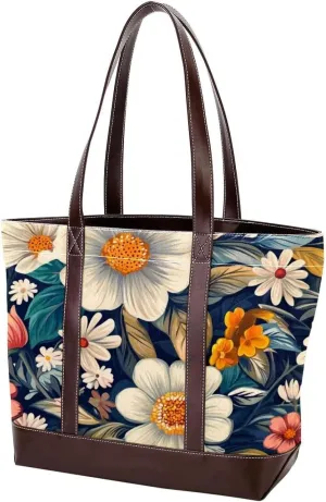 Boho Floral-12 Shoulder Purses for Women Large Soft Washed Leather Purses and Durable Handbags