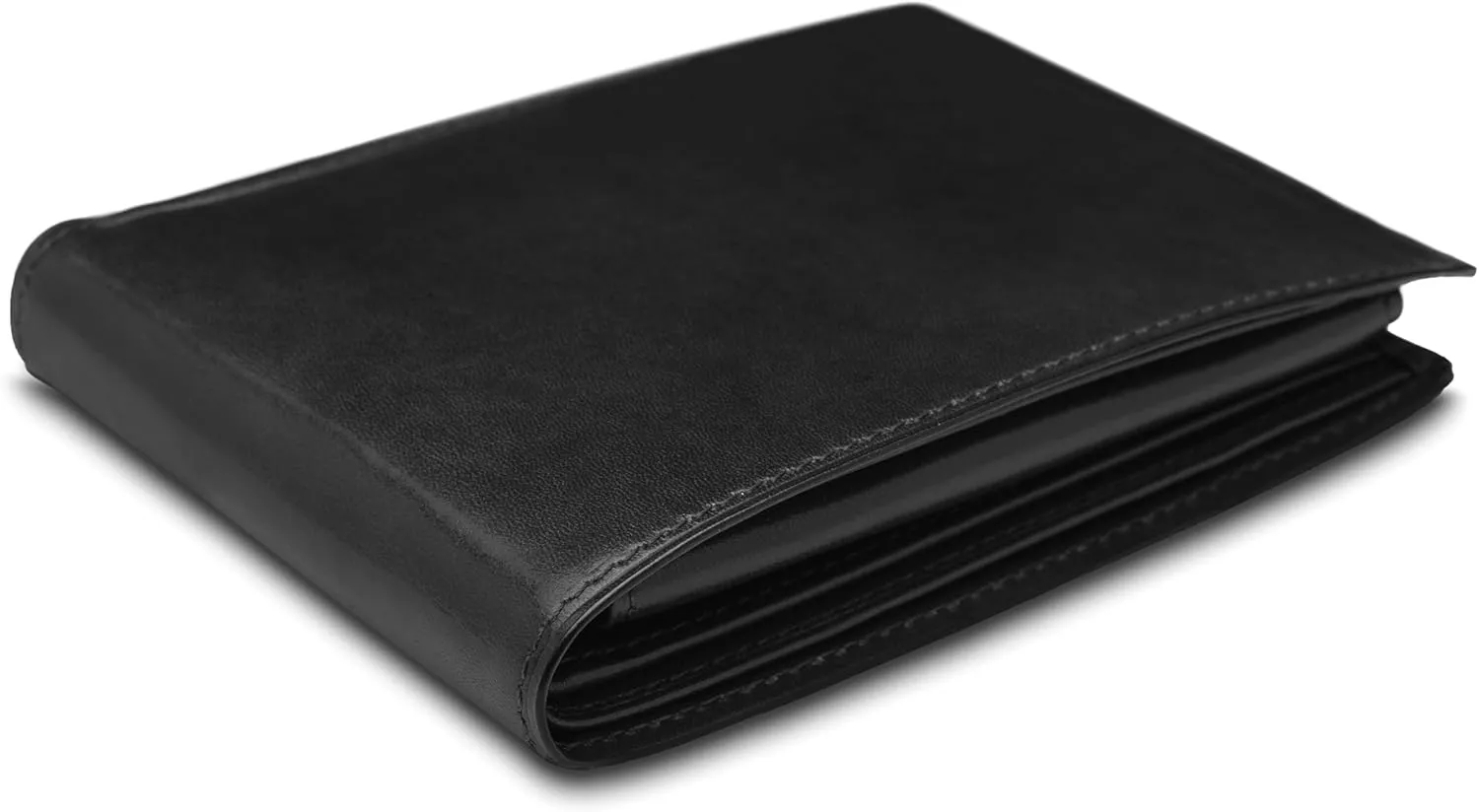 Bosca Men's Italian Leather Bifold Wallet with Removable ID Passcase, RFID Blocking, 8 Card Slots, and Divided Currency Well - Made in Italy, Black