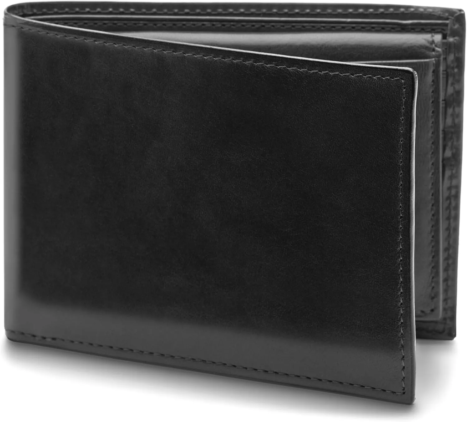 Bosca Men's Italian Leather Bifold Wallet with Removable ID Passcase, RFID Blocking, 8 Card Slots, and Divided Currency Well - Made in Italy, Black