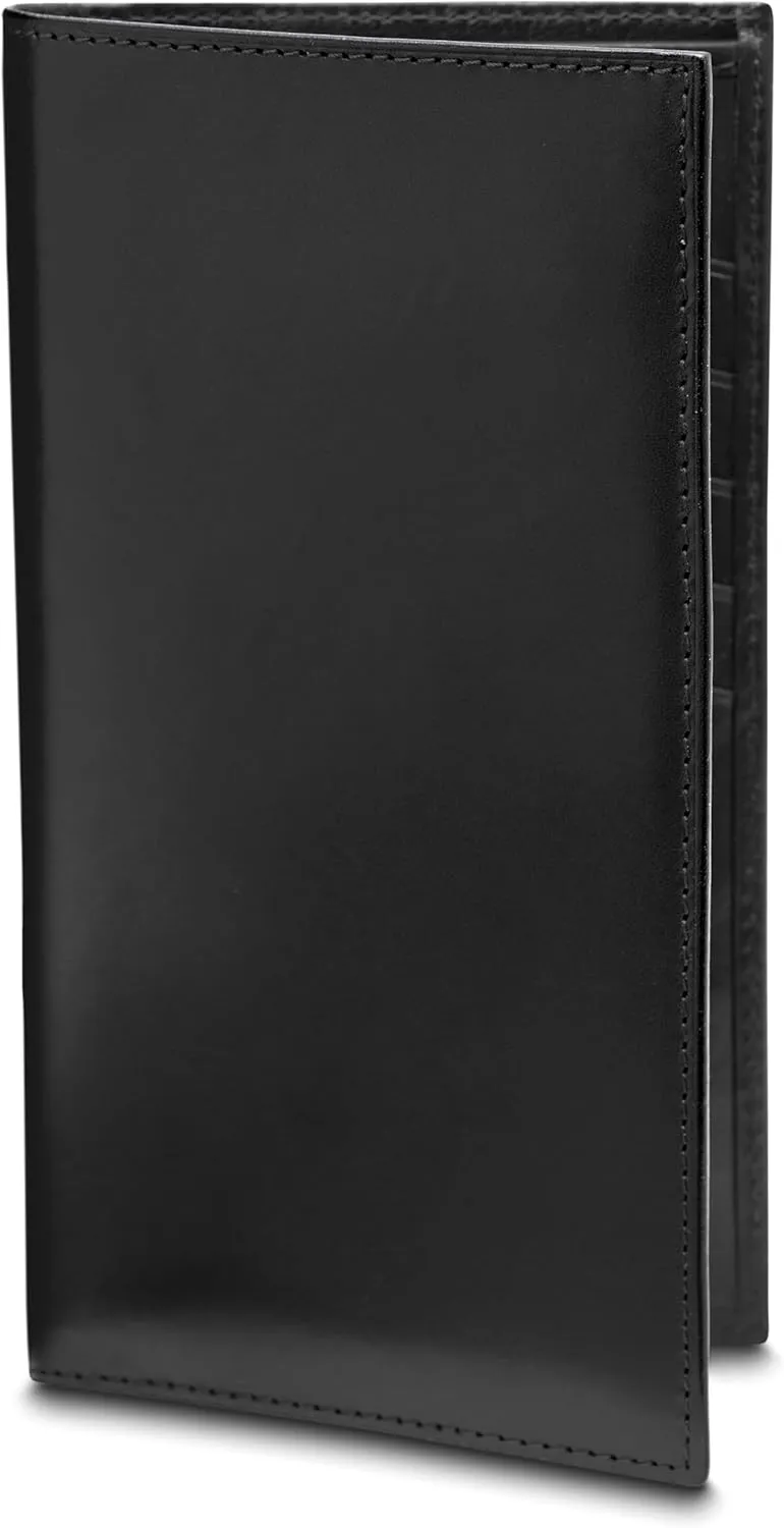 Bosca Men's Italian Leather Coat Pocket Wallet - Hand-Stitched Bifold with 6 Card Slots and Currency Well Italia Breast Pocket Wallet For Men. Gift-Packaged - Black