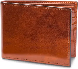 Bosca Men's Old Leather Bifold Wallet with ID Window and Card Slots - Italian Leather, Durable and Stylish - Amber Brown