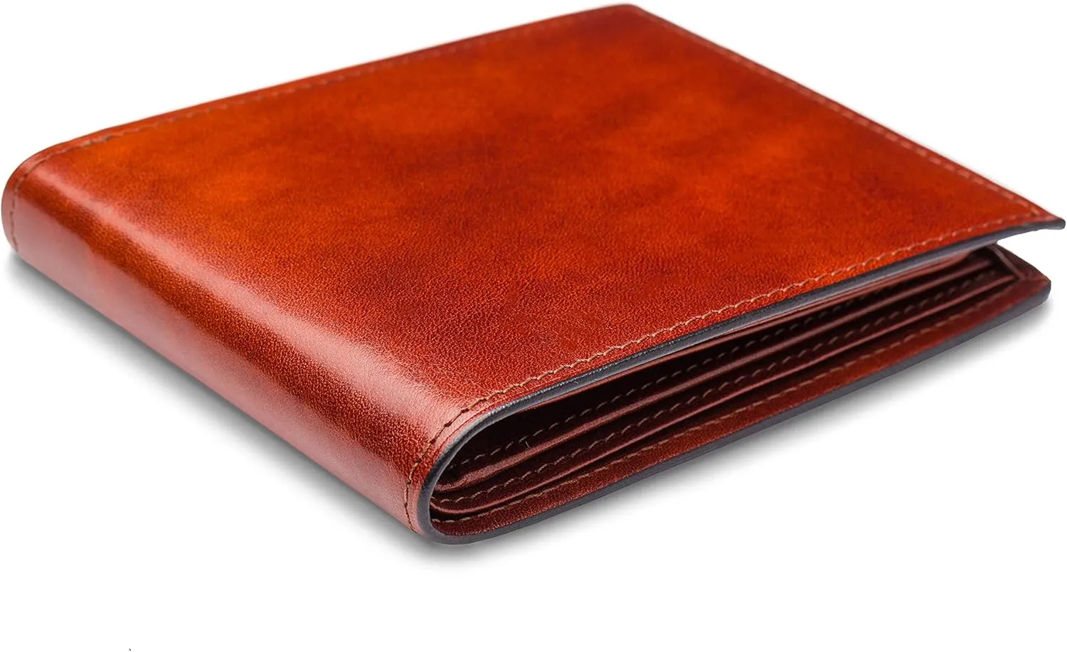 Bosca Men's Old Leather Bifold Wallet with ID Window and Card Slots - Italian Leather, Durable and Stylish, Cognac Brown