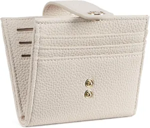 BOSTANTEN Slim Wallet for Women Small RFID Blocking Credit Card Holder Leather Bifold Wallets with Zipper Coin Pocket Beige