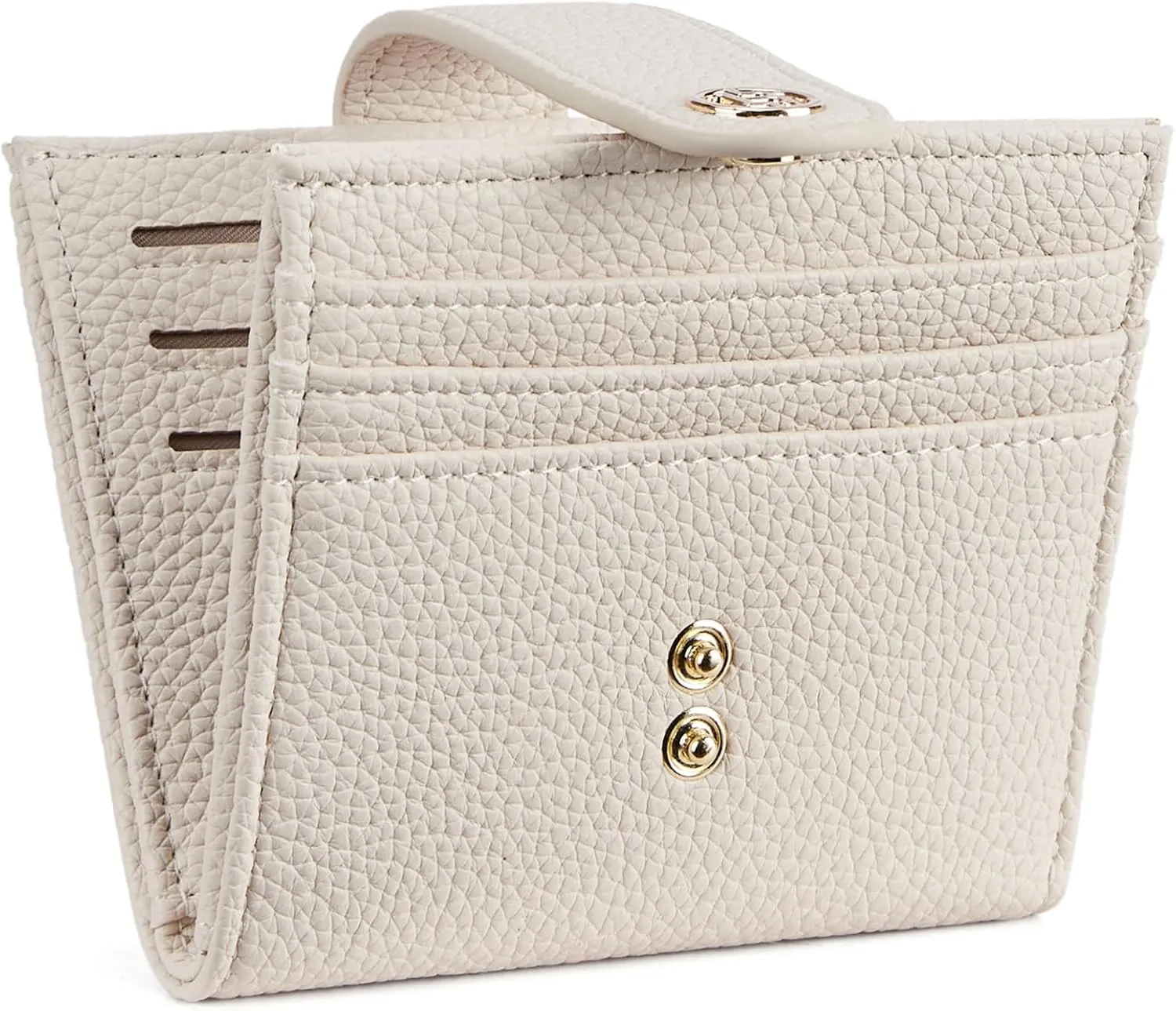 BOSTANTEN Slim Wallet for Women Small RFID Blocking Credit Card Holder Leather Bifold Wallets with Zipper Coin Pocket Beige
