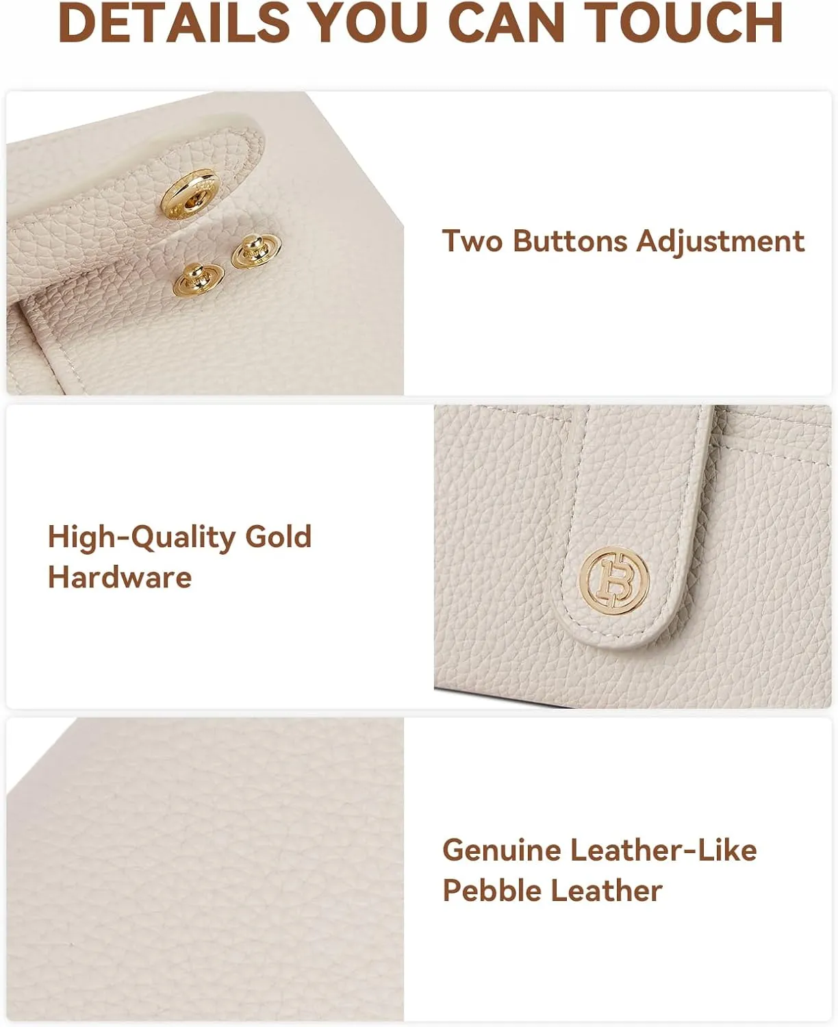 BOSTANTEN Slim Wallet for Women Small RFID Blocking Credit Card Holder Leather Bifold Wallets with Zipper Coin Pocket Beige
