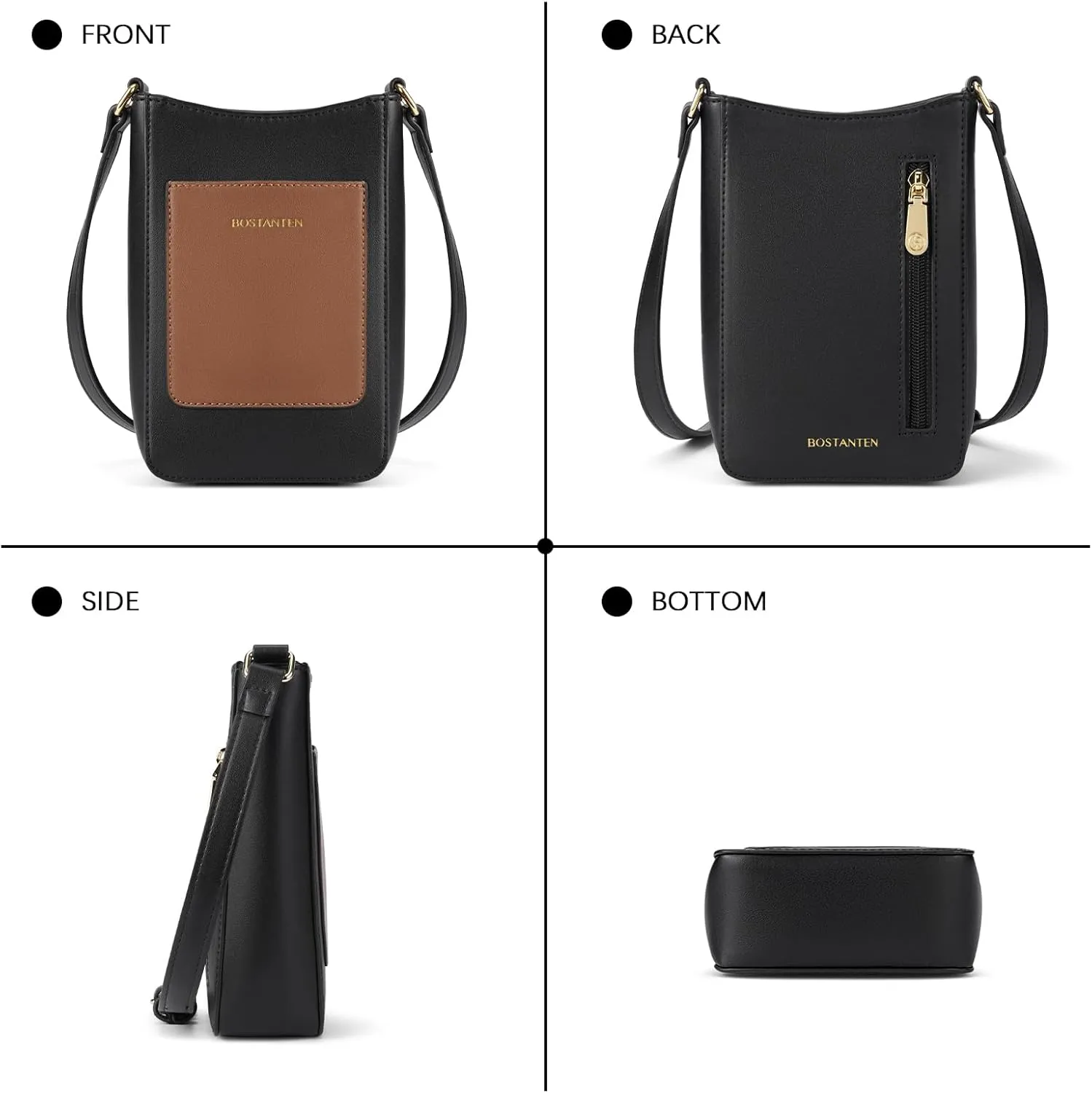 BOSTANTEN Small Crossbody Bags for Women Cell Phone Purse Leather Wallet Handbags with Card Slots