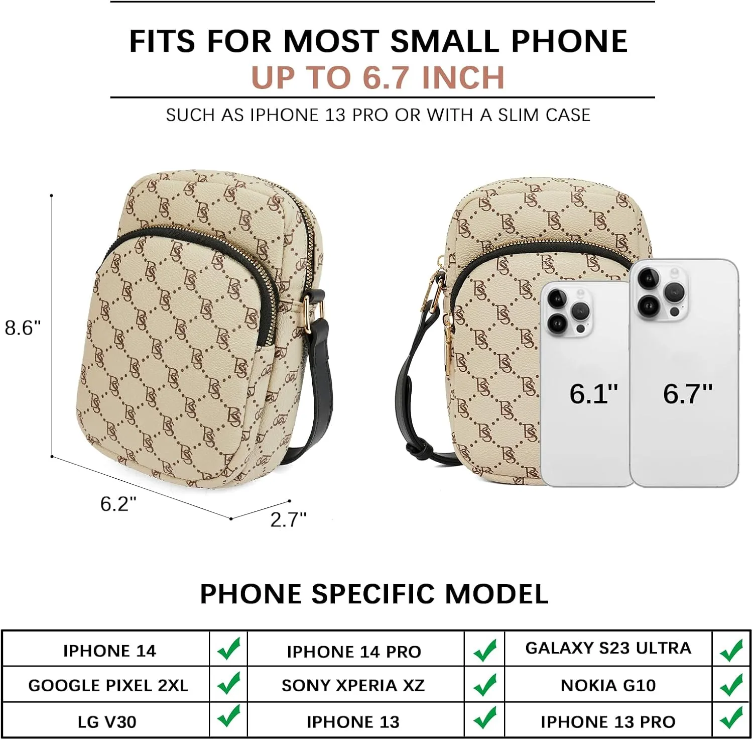 BOSTANTEN Small Crossbody Bags for Women Designer Zip Cell Phone Purse Shoulder Handbags Wallet with Card Slots